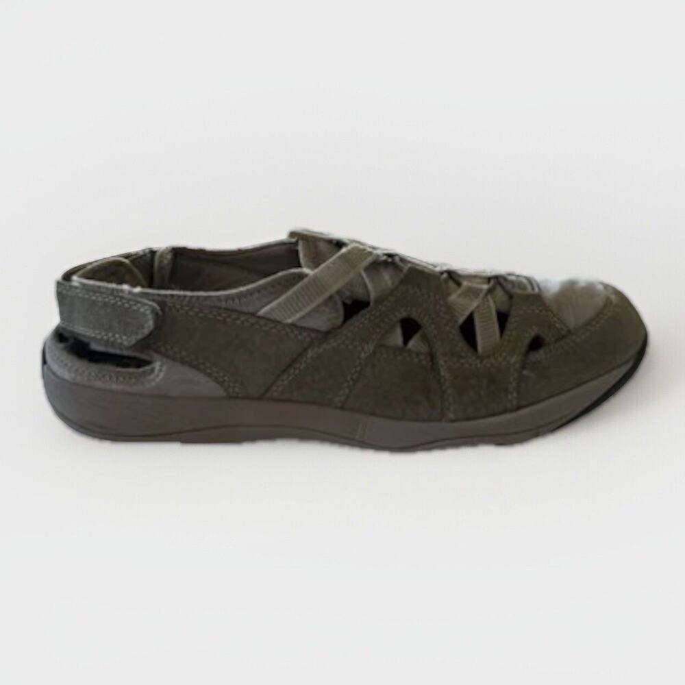 Earth Origins Women’s Size 11 Beige Sport Sandals Suede Mesh Closed Toe Strap - Picture 2 of 7